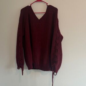 Chic V-Neck Burgundy Sweater